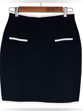 Sincerely Jules Black Knit Mini Skirt with White Trim Career Wear Womens Size L